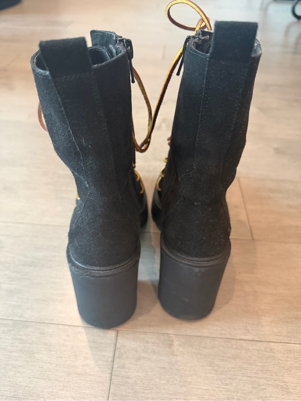 Free People Black Leather Boots with Unique Leather Laces - Picture 4 of 6